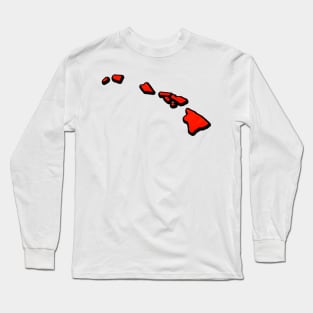 Bright Red Hawaii Outline Long Sleeve T-Shirt